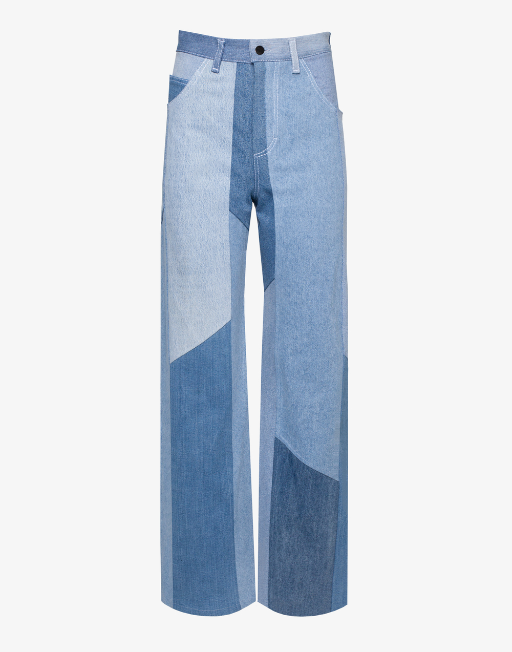 Прямые джинсы пэчворк, голубые