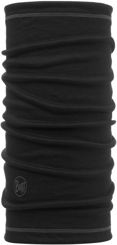 Тонкий шерстяной шарф-труба Buff Wool lightweight Solid Black Фото 1