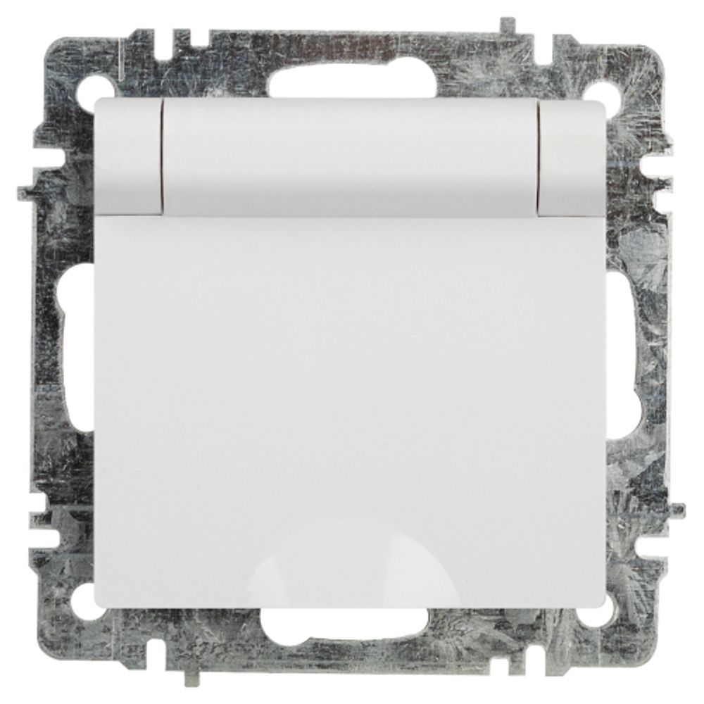 Розетка Intro Accent 6-203-01 с заземлением 2P+E Schuko с крышкой 16А-250В IP20 СУ AL/CU белый