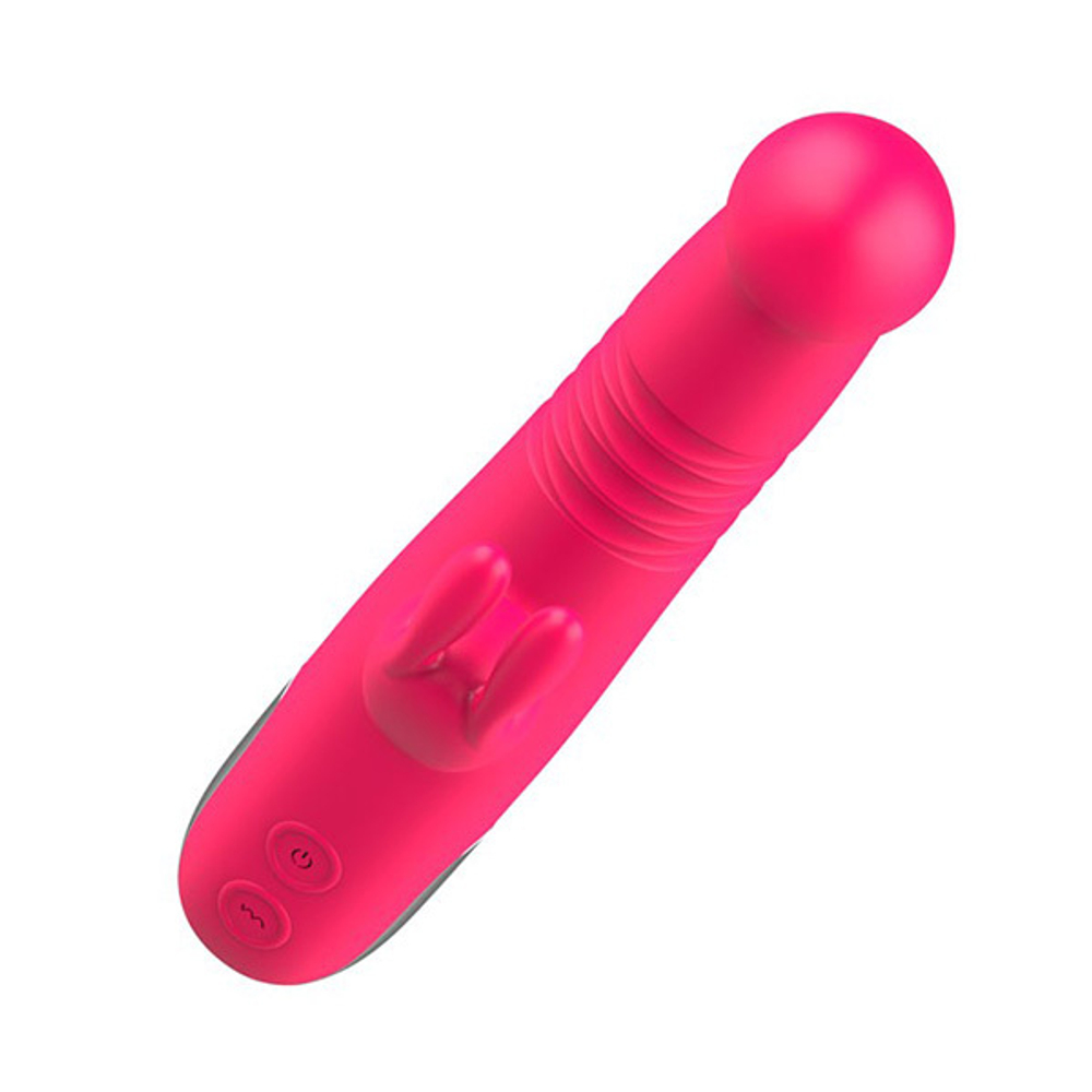 Розовый вибратор-кролик 22,4см со стимулятором клитора и возвратно-поступательными движениями I-Moon Beauty MY-206 Pink