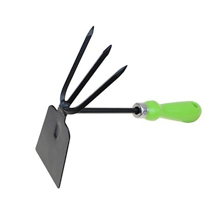 Мотыжка Комбинированная 3-х зубые грабли с лопаткой с мет черенком и пласт ручкой Урожайная сотка Стандарт 9402H
