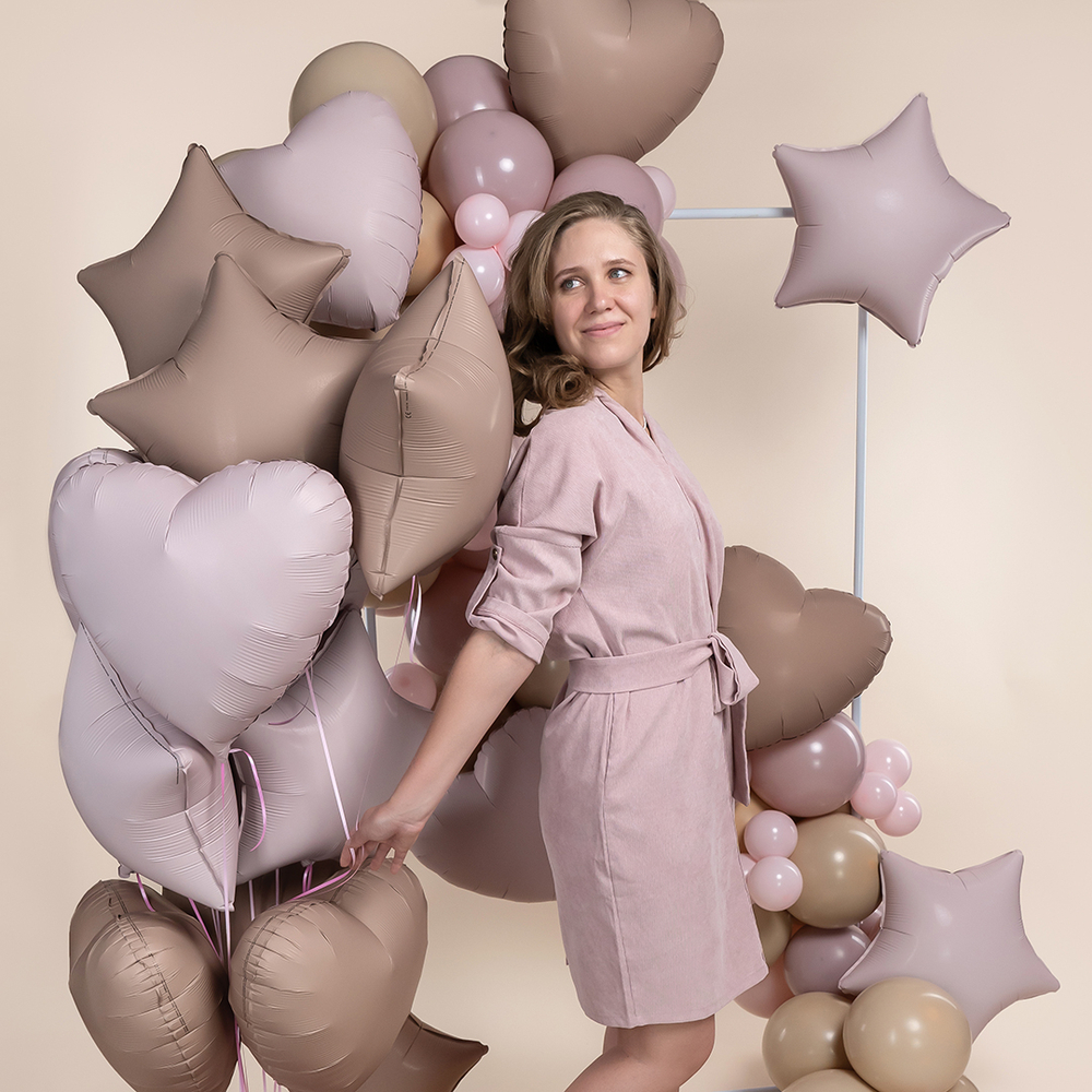 Сердце 18" Пыльная роза сатин Fm