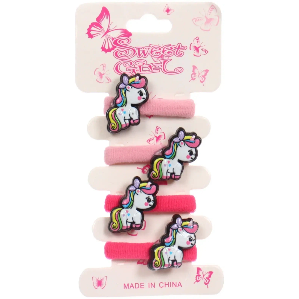 Резинки для волос детские 4шт «РОЗОВОЕ ОБЛАКО», единорожки, цвет как на фото, l-3см