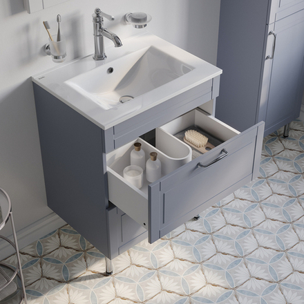 Тумба с умывальником IDDIS Oxford, напольная, 60 см, светло-серый, OXF60L0i95K