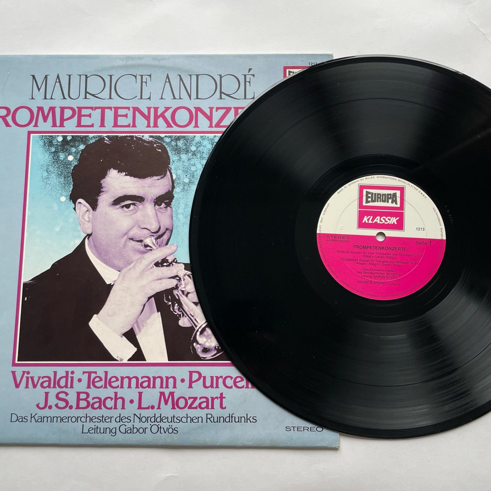 Винтажная виниловая пластинка LP Maurice Andre, Kammerorchester Des Norddeutschen Rundfunks, Gabor tv s Trompetenkonzerte (Германия 1975)