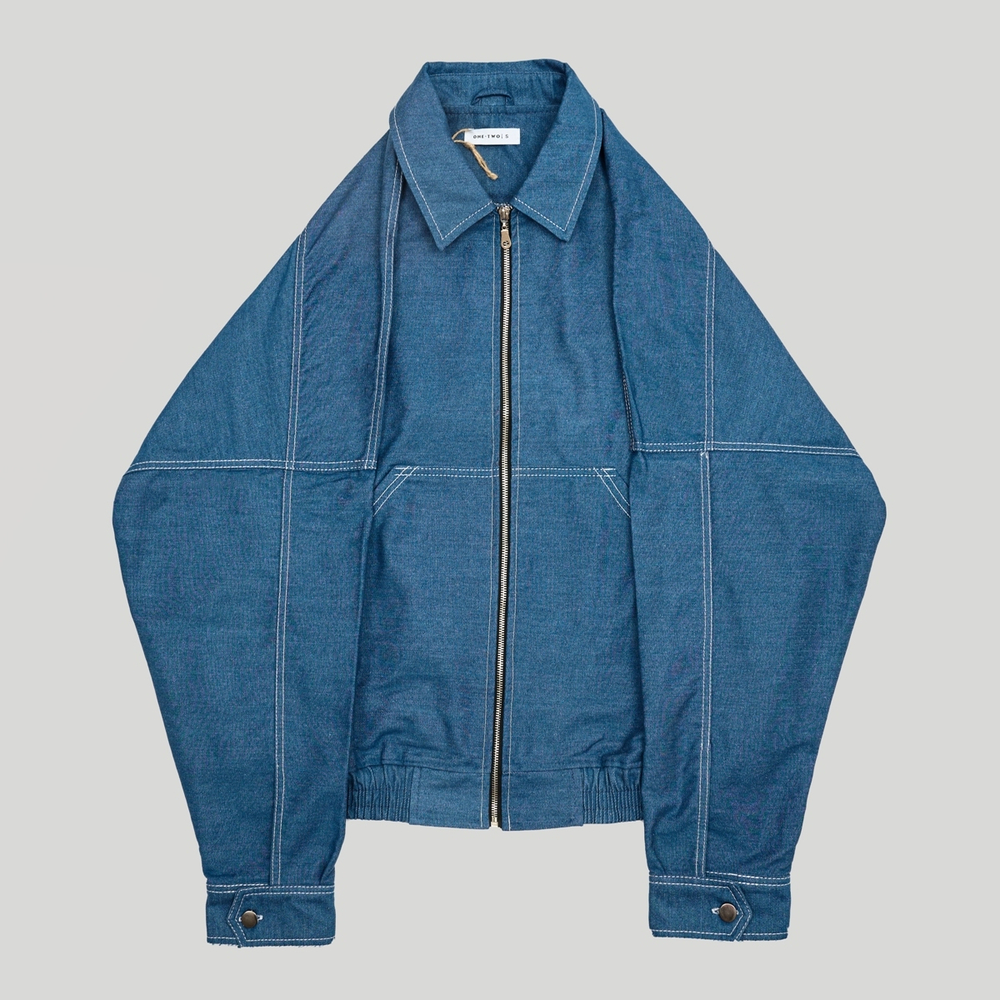 Zip-Up Shirt Jacket Denim Blue