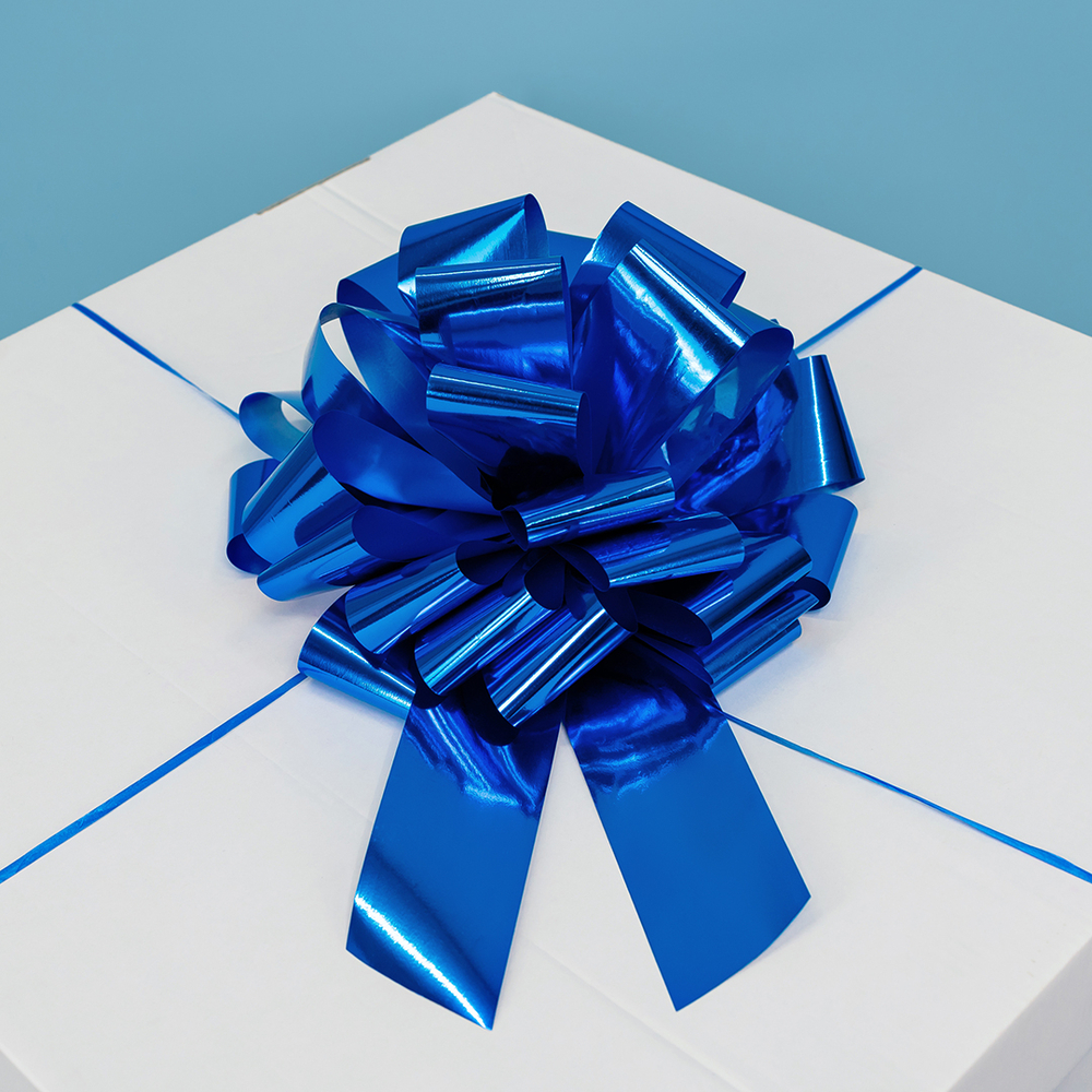 Бант-шар в синем цвете, металлик, 21 см/ 36 см