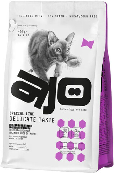 AJO Cat Delicate Taste для привередливых кошек и котят 0,4 кг