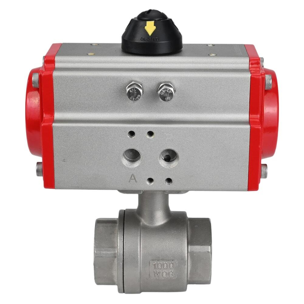 Robinet à bille en acier inoxydable Elephant kshmp316-elephant-sa, matériau du corps - acier inoxydable AISI 316, matériau de la bille - acier inoxydable AISI 316, joint - PTFE, actionné par un actionneur pneumatique