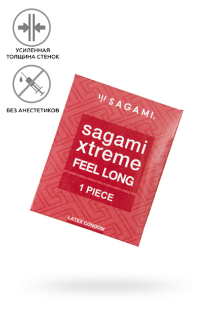 Презервативы Sagami, xtreme, feel long, латекс, 19 см, 5,2 см, 1 шт.