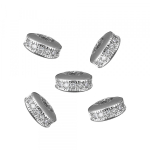 233542-р Бусина "Диск" 8*3мм, круглые прозр. фианиты, родий