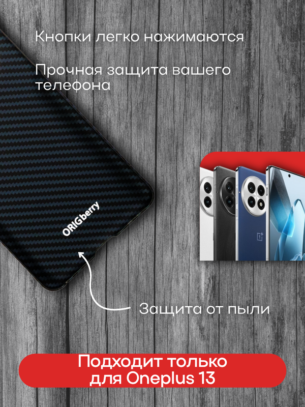 Карбоновый чехол для Oneplus 13 с MagSafe черно-синий (Blue) в полоску