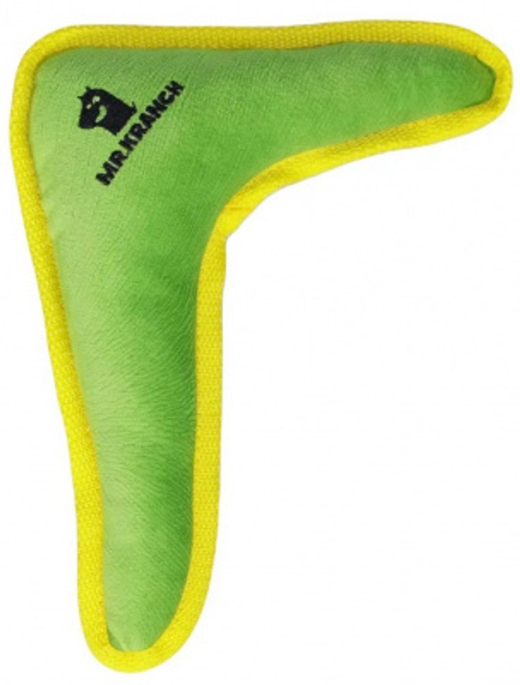 Mr.Kranch игрушка для собак мелких и средних пород Бумеранг с пищалкой, 22*19*4,5см, зелёный