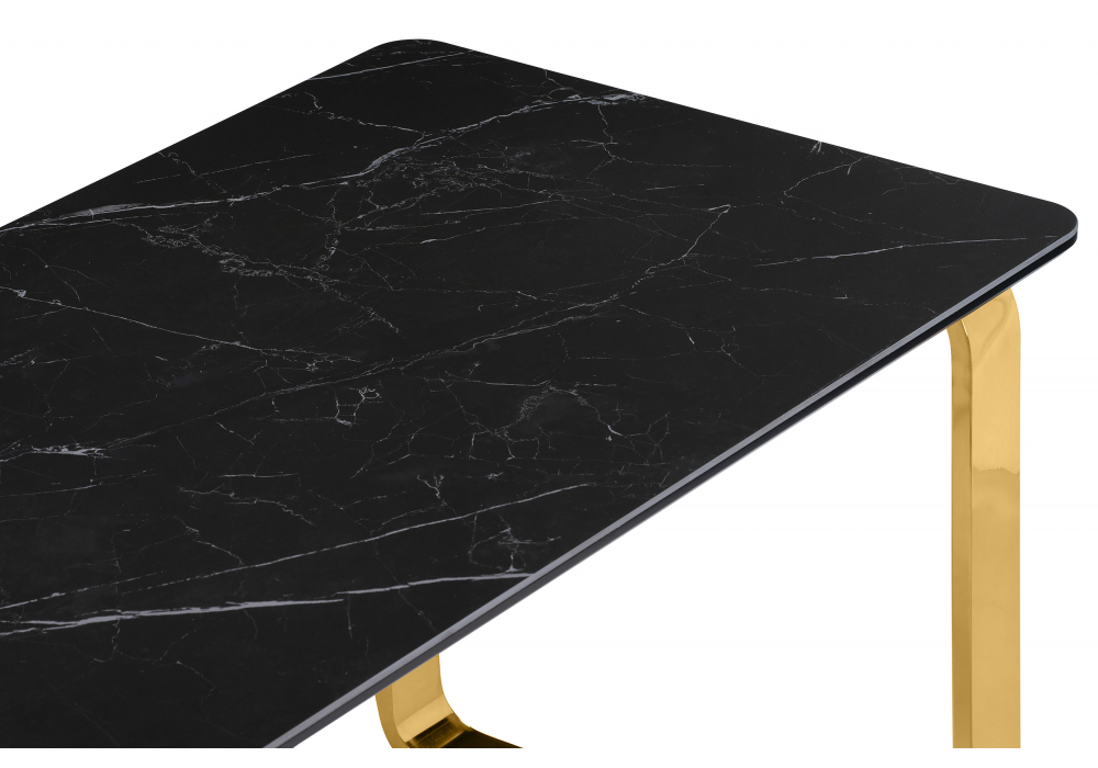 Керамический стол Woodville Селена 4 160х90 черный мрамор, золото