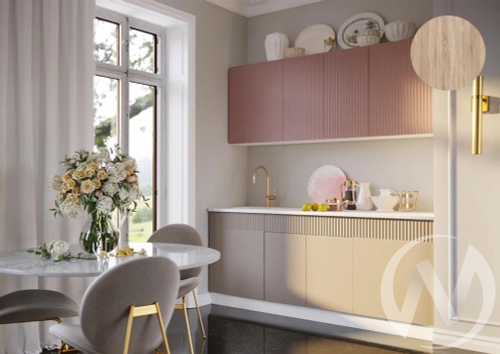 Кухня Оливия NEW 2;0м (белый/шарли pink; шарли мокко/сонома)