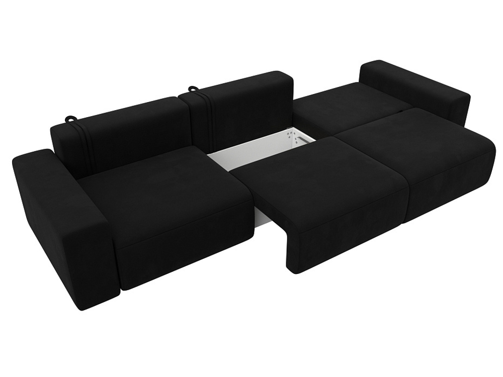 Диван прямой Лига-036 НПБ Классик Лонг МИКРОВЕЛЬВЕТ Черный