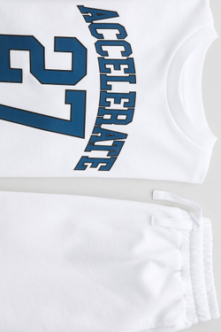 H&M Комплект из футболки и шорт с принтом, белый