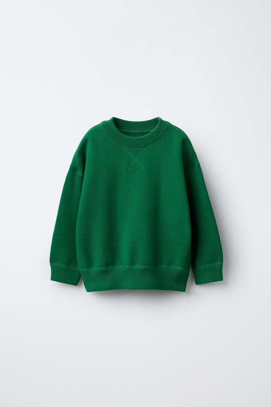 ZARA ОДНОТОННЫЙ СВИТЕР, ЗЕЛЕНЫЙ