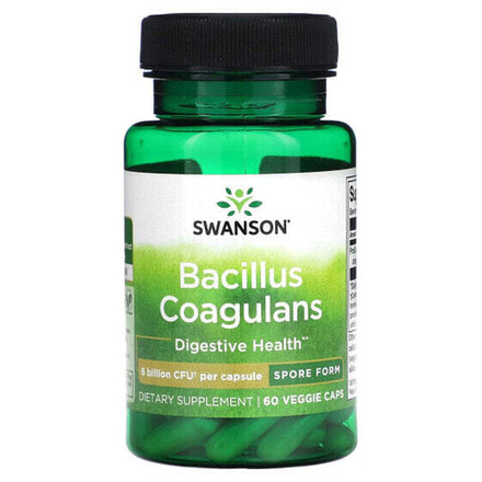 Для пищеварительной системы Swanson, Bacillus Coagulans, 6 млрд КОЕ, 60 растительных капсул