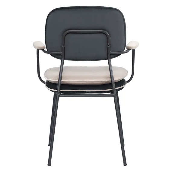 Стул с подлокотниками и контрастным кантом pea, велюр, темно-серый/бежевый