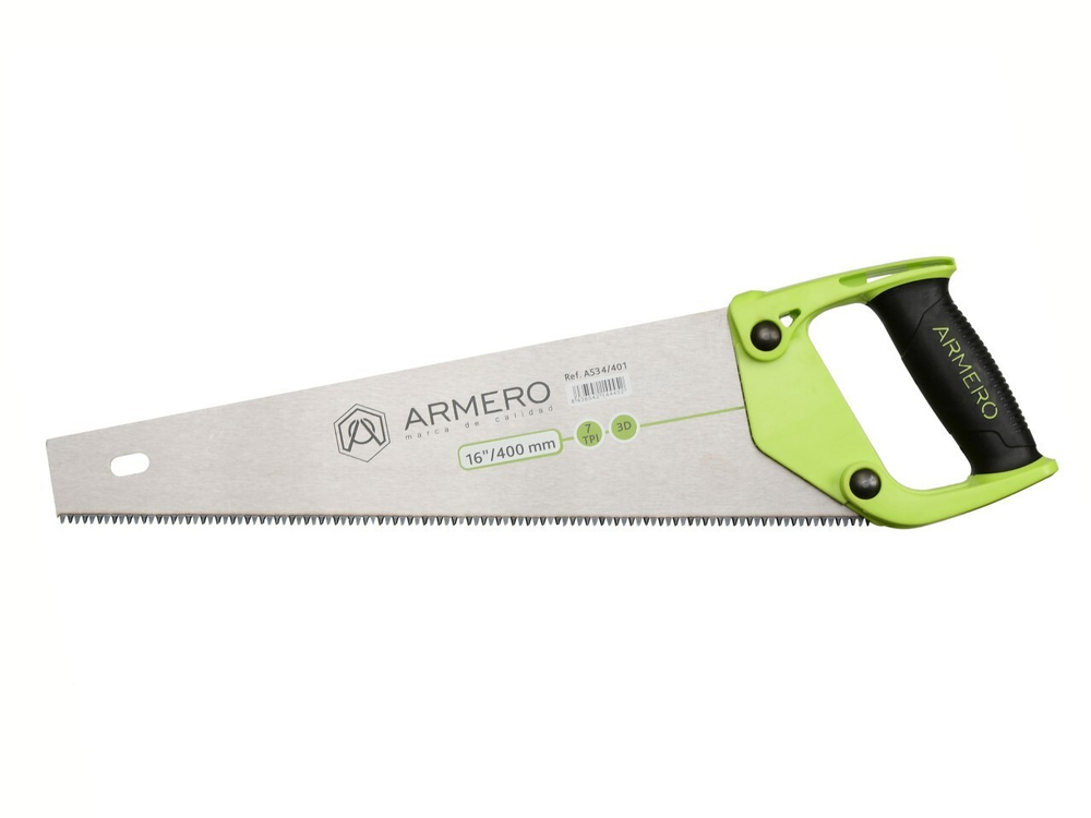 Ножовка по дереву Armero A534/401, 400 мм, 3d, крупный зуб (7 TPI)