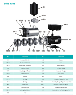 Горизонтальный многоступечатый центробежный интеллектуальный частотно-регулируемый насос с интегрированным частотным преобразователем серии BWIE, Shimge (до +120°C)