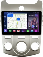 Магнитола для KIA Cerato 2 2008-2013 (кондиционер, рамка серебро) - FarCar 7093CNS монитор 9.5" QLED на Android 14, TS18, CarPlay, 4G SIM-слот