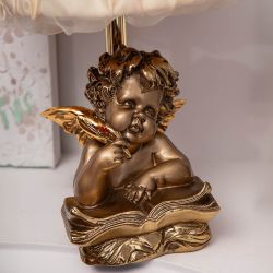 Настольная лампа Ангел Поэт Бронза с абажуром Мадлен Бежевый