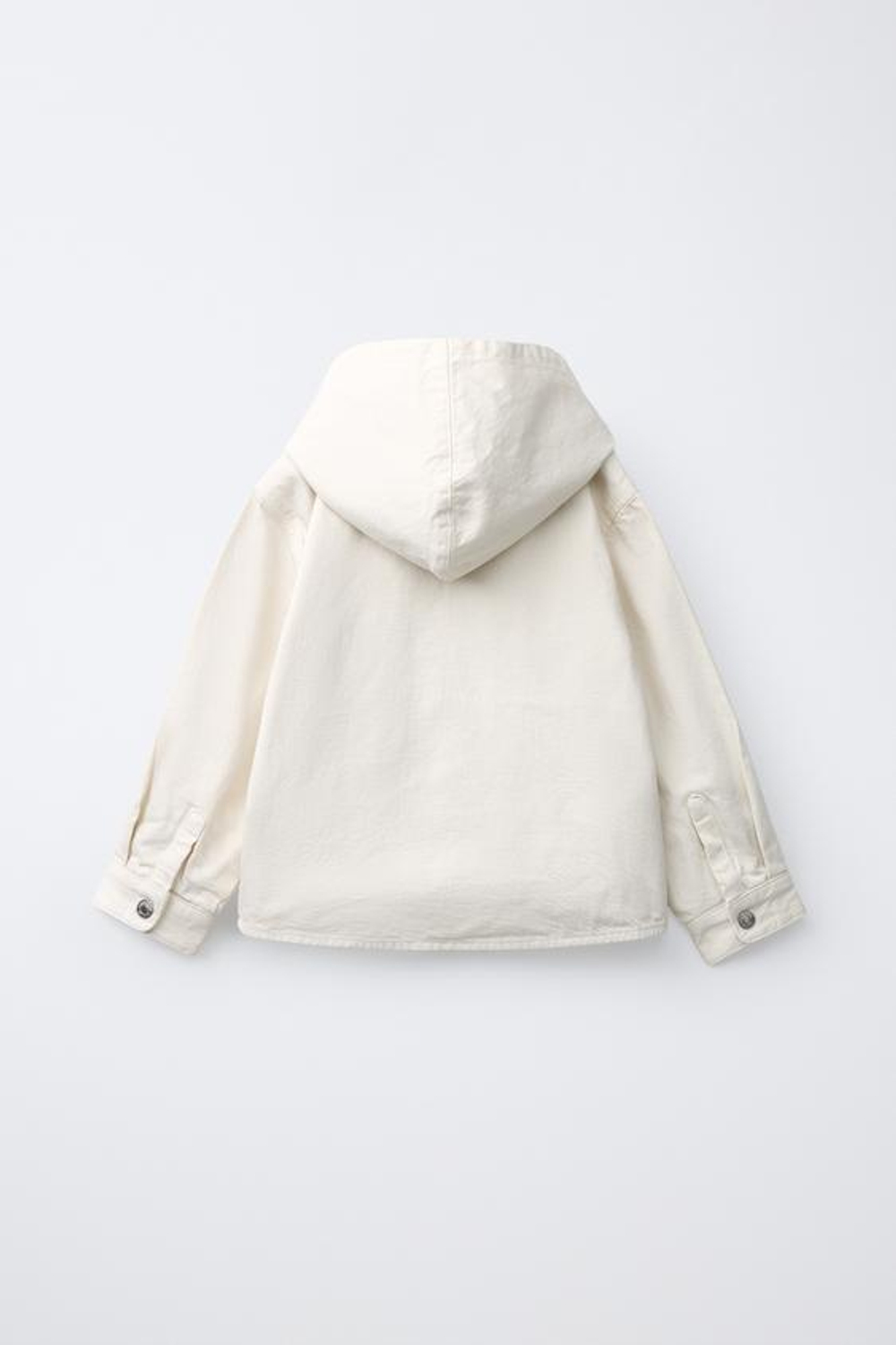 ZARA КУРТКА-РУБАШКА ИЗ САРЖИ С КАПЮШОНОМ В КЛЕТКУ, ЭКРЮ
