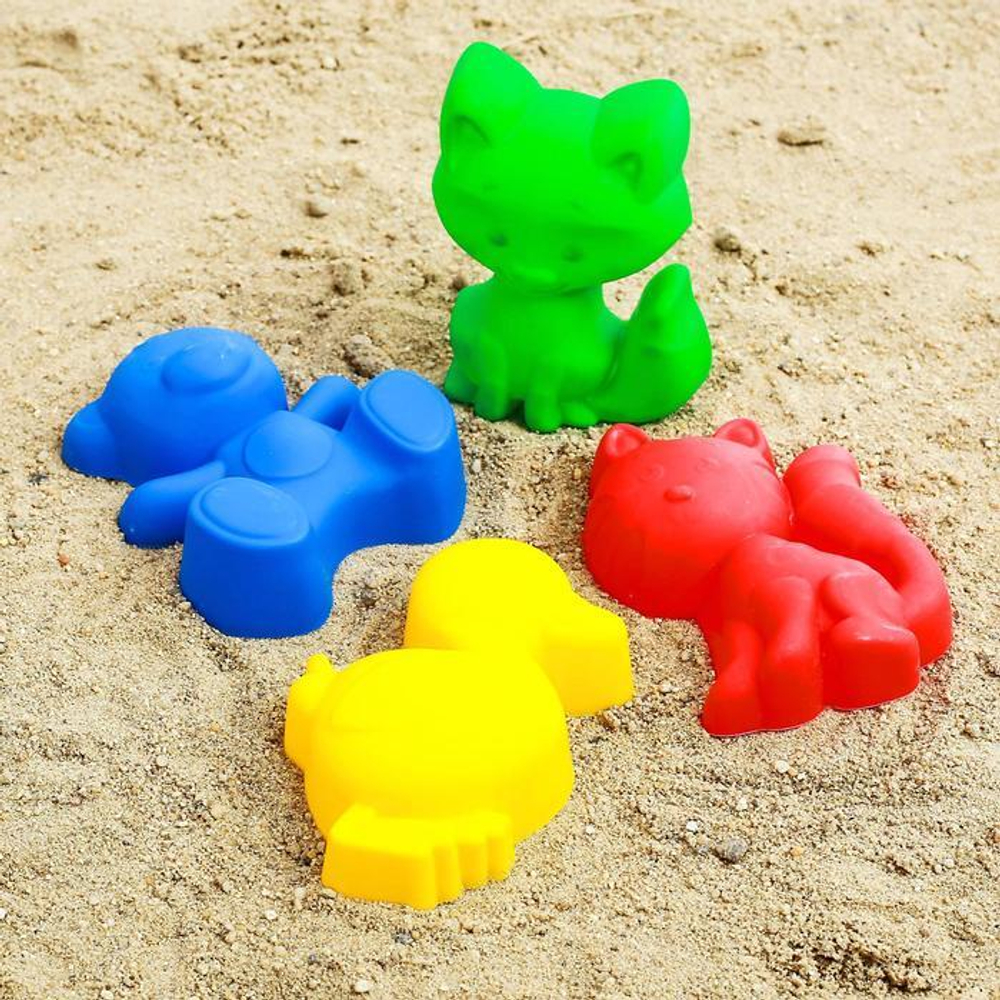 Набор для игры в песке, 4 формочки для песка, животные