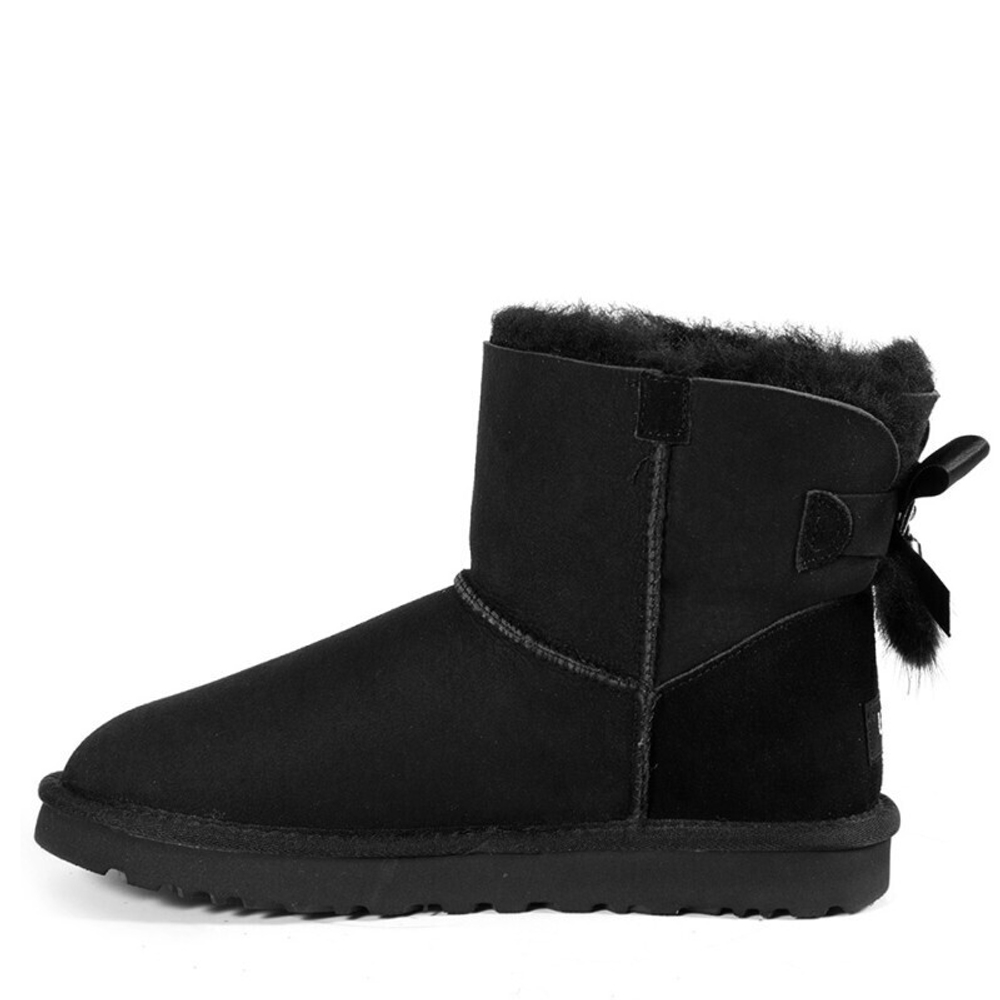 Угги Mini Bailey Bow Fur Brush Boot Black