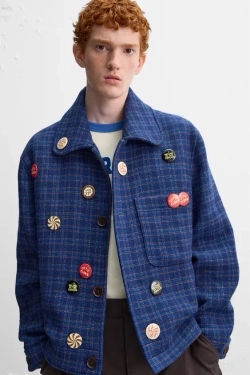 ZARA Х HARRY LAMBERT КУРТКА В КЛЕТКУ, СИНИЙ