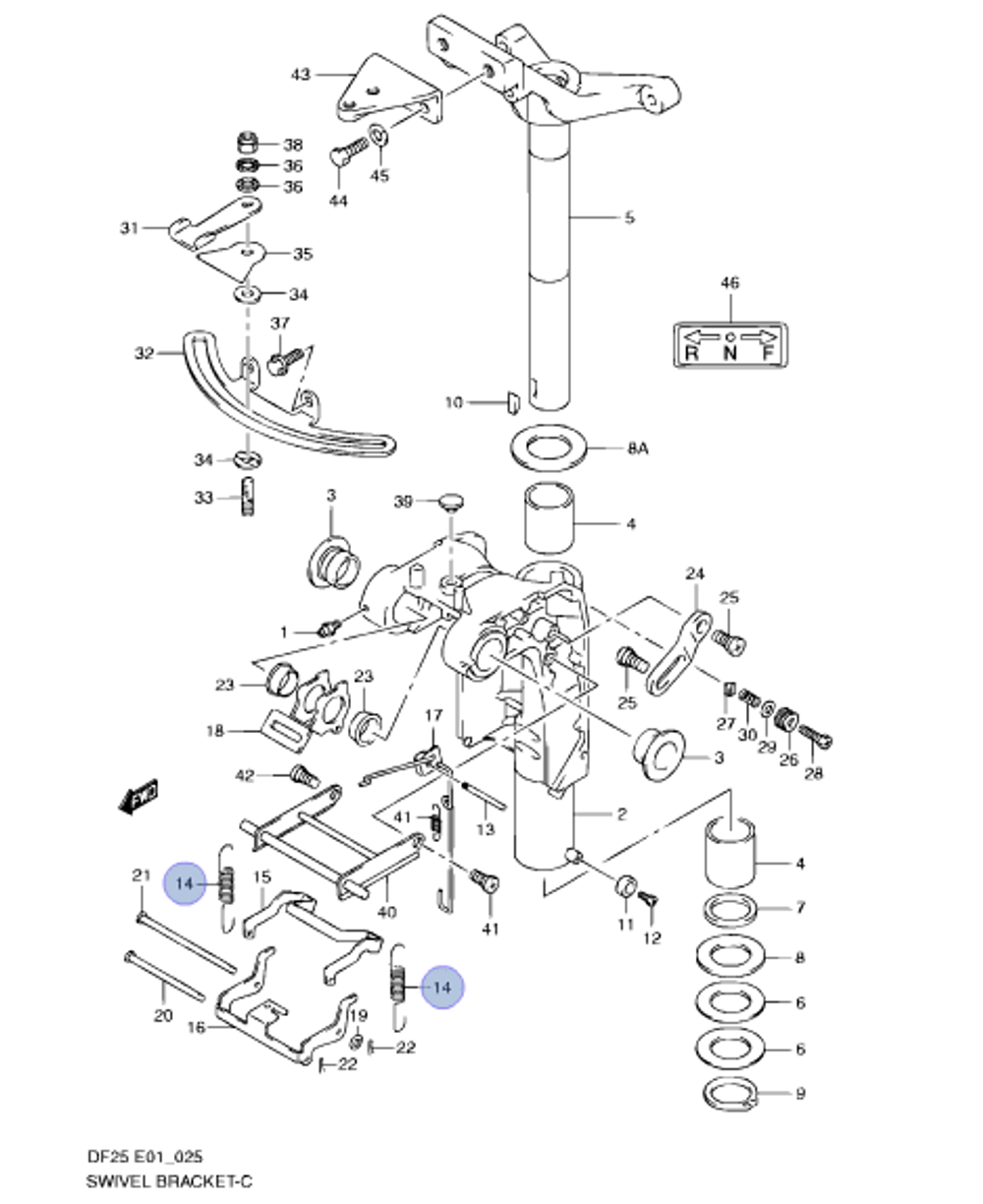 Пружина для лодочных моторов DF20/DF25