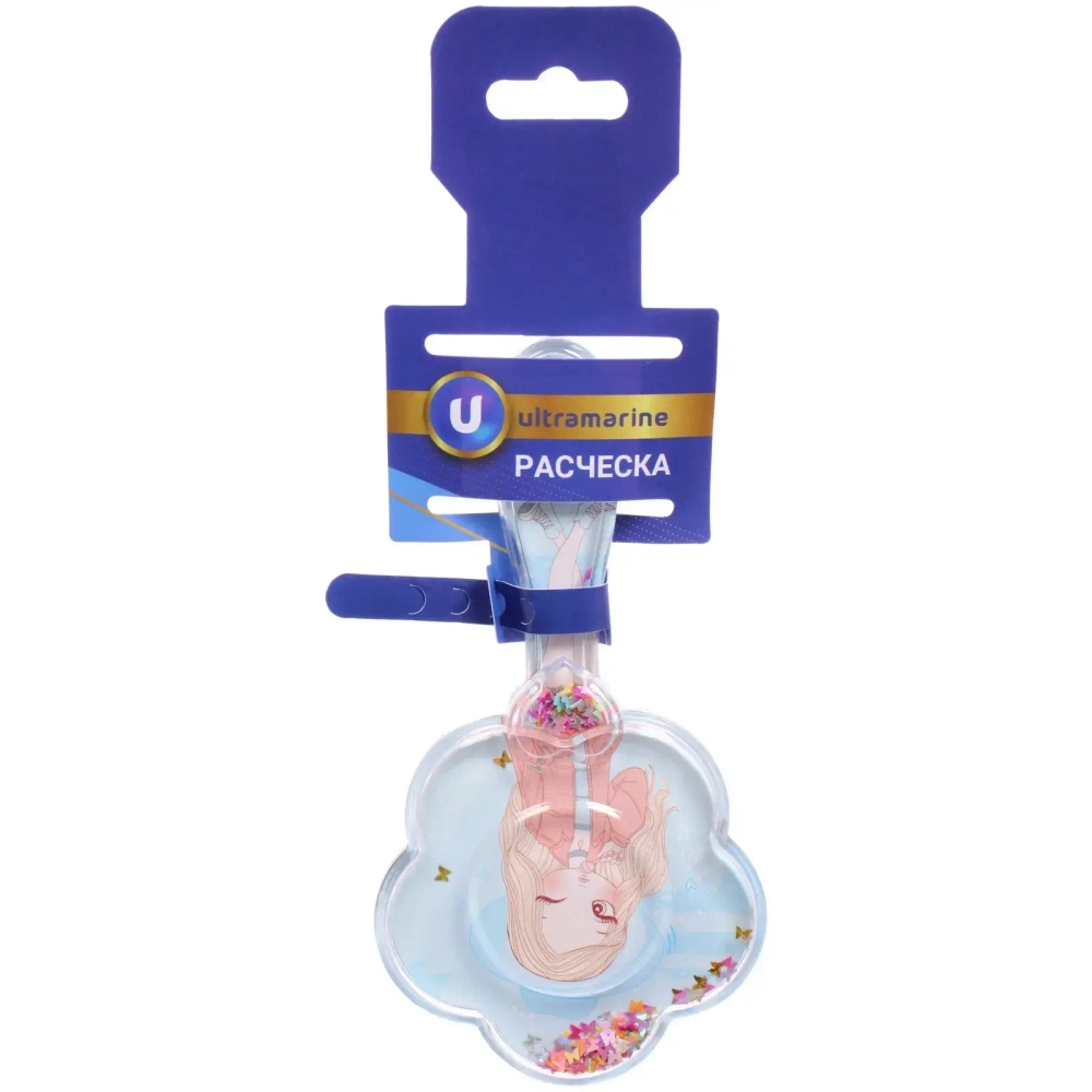 Расческа массажная детская «ФРАТТИ БУМ», девочка Кэти, форма цветочек, 16*8см (блистер Ультрамарин)