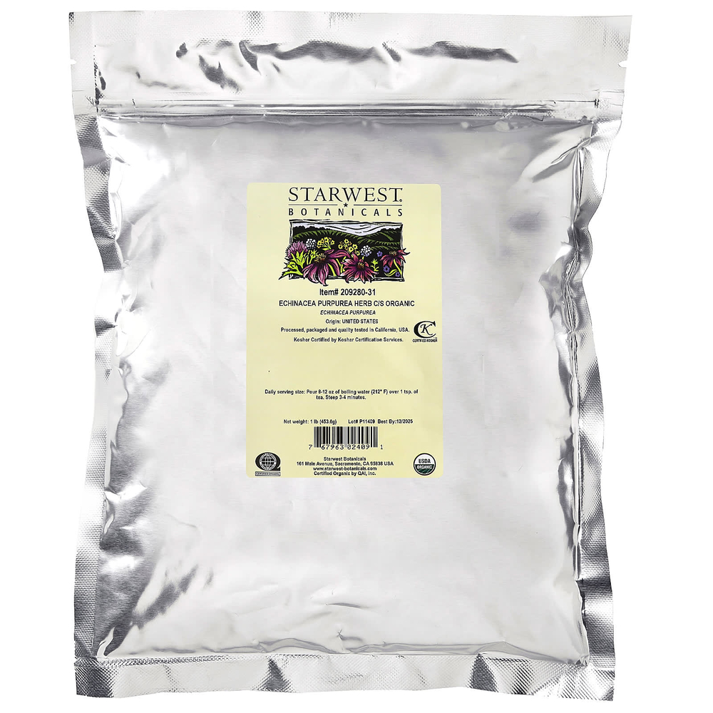 Starwest Botanicals, Органическая эхинацея пурпурная (Echinacea purpurea), C / S, 453,6 г (1 фунт)