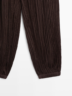 Massimo Dutti Брюки Саруэль с плиссировкой, коричневый