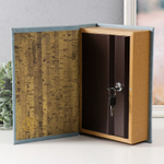 Шкатулка книга-сейф «Растительный узор», дерево и искусственная кожа, с замком, 27×18×7 см