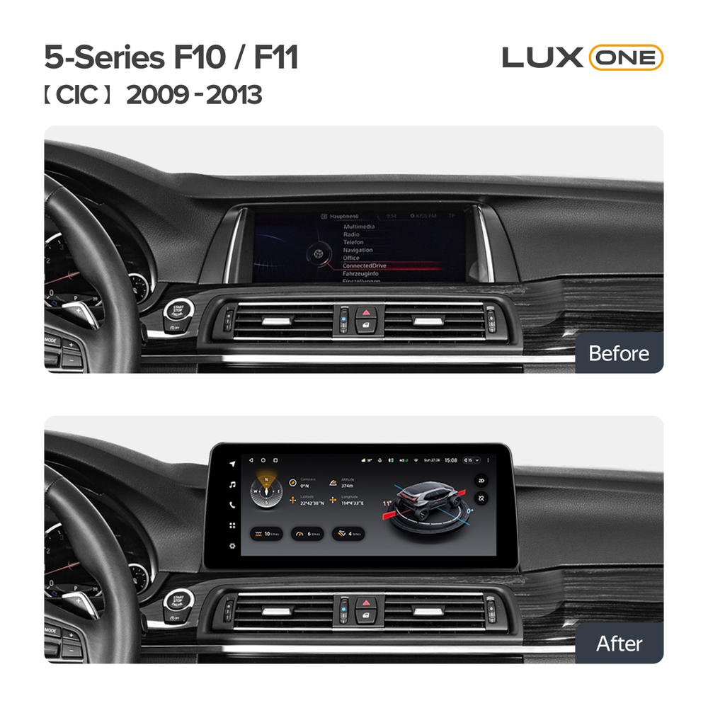 Магнитола BMW 5-серия F10 2010-2012 CIC - Teyes LUX ONE монитор 12.3" на Android 10, 6/128ГБ, CarPlay, 4G SIM-слот