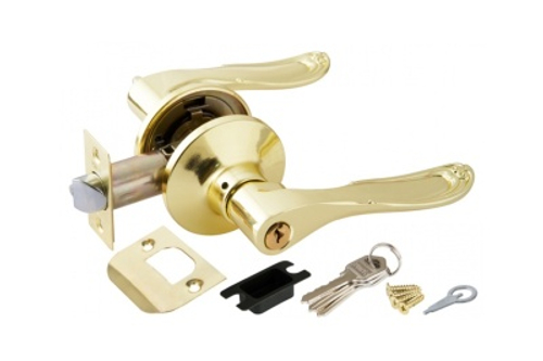 Замок ручка Золото с ключом,фиксатором 6030 РВ-Е