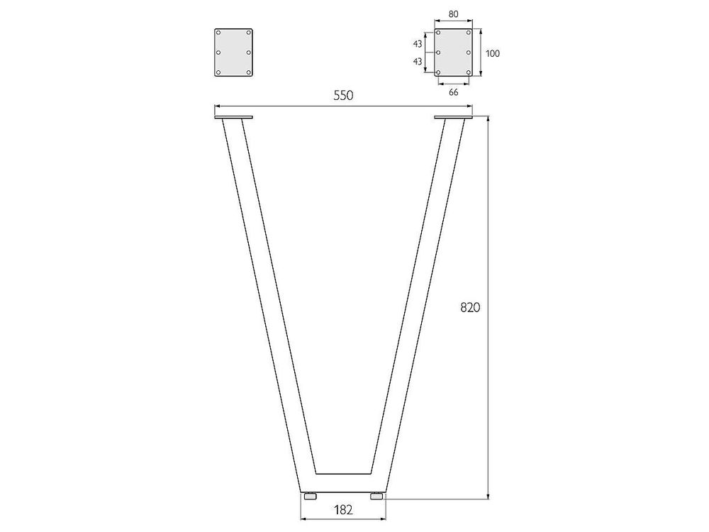 Подстолье Лофт V-образное регулируемое
