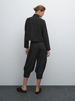 Massimo Dutti Брюки свободного кроя из смесового льна, черный