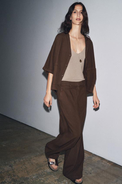 ZARA БРЮКИ-ДЖОГГЕРЫ — ZW COLLECTION, КОРИЧНЕВЫЙ