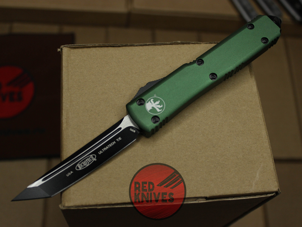 Нож Microtech Ultratech Tanto T/E A+++ - зеленая рукоять, клинок черный