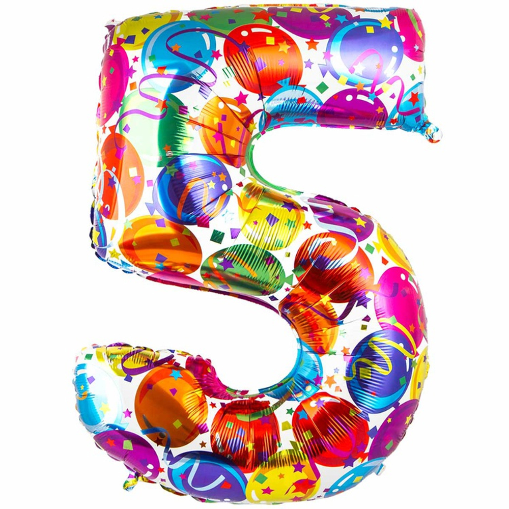 Шар Фольгированный Цифра 5 Шары (Ассорти)