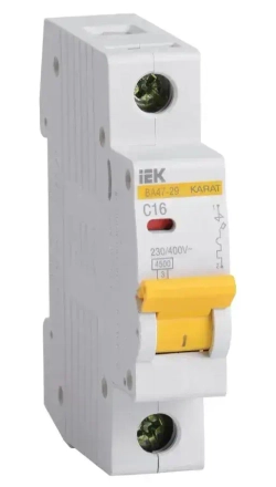 Автоматический выключатель IEK серия KARAT ВА47-29 1р 16А 4.5кА MVA20-1-016-C - 1шт