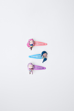 ZARA НАБОР ИЗ ТРЕХ ЗАКОЛОК ДЛЯ ВОЛОС KPOP DEMON HUNTERS™ NETFLIX ©, СИРЕНЕВЫЙ