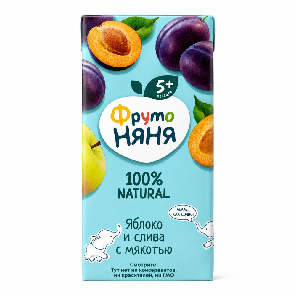 Сок Фруто Няня банан яблоко и слива с мякотью 0,2 л