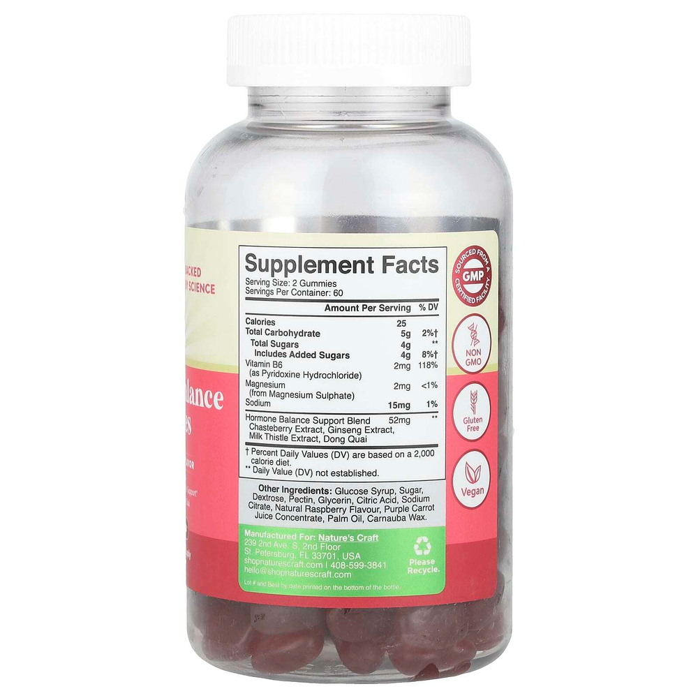 Nature's Craft, Women's Wellness, жевательные таблетки для поддержания баланса гормонов, малина, 120 жевательных таблеток