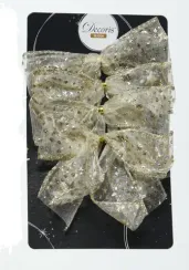 Набор бантов Римское кружево 10x10 см. 4 шт, жемчужный, Kaemingk (445331/3)