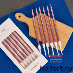 Набор свечей для торта «Happy Birthday, 6 в 1», розовый металлик